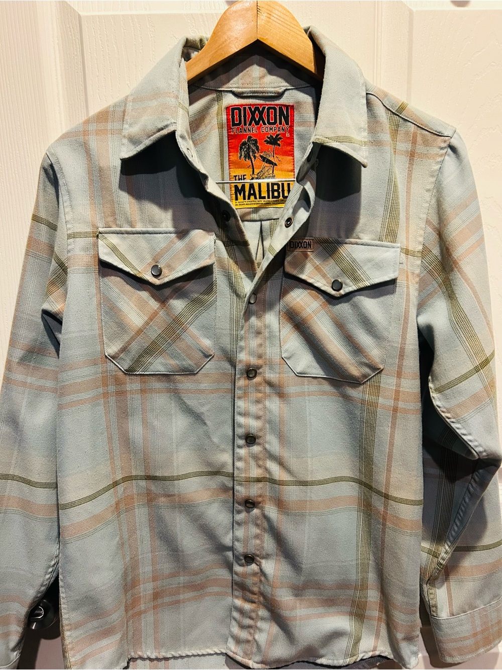 DIXXON Plaid Button-Up Shirt - Sage Green & Tan